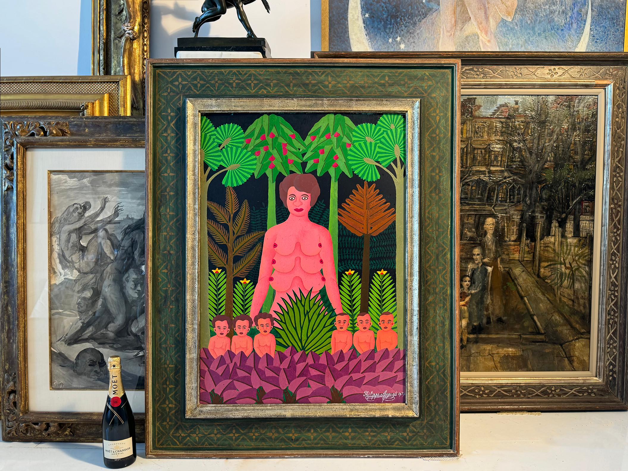 Six Breasts No Waiting:  Haitian Naive Fantasy Henri Rousseau - Heydenryk Frame im Angebot 3