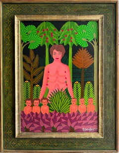 Vintage Six Breasts No Waiting:  Haitian Naive Fantasy Henri Rousseau - Heydenryk Frame