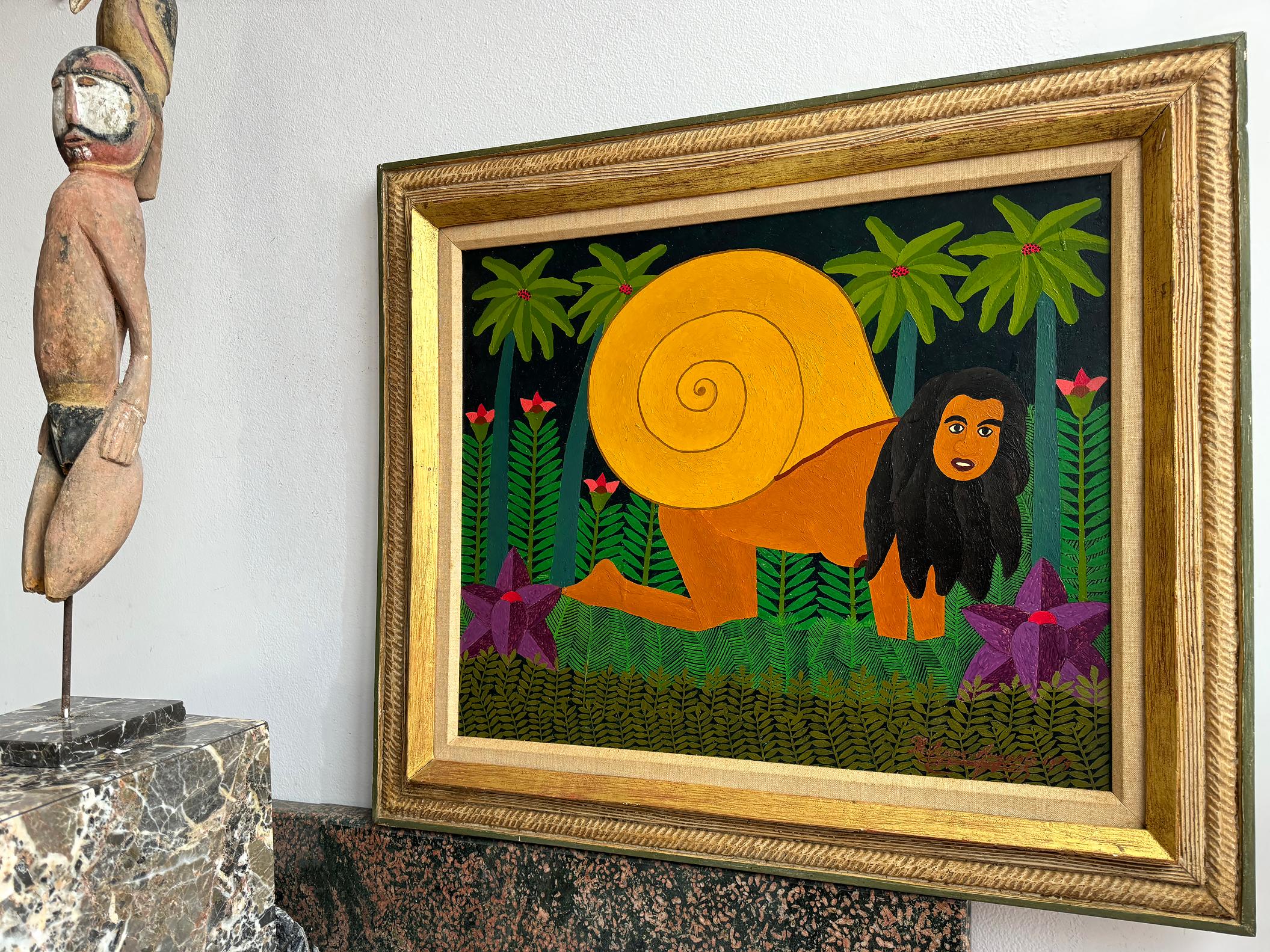 Snail Woman Jungle Fantasy  - Haitian Master like Henri Rousseau For Sale 6