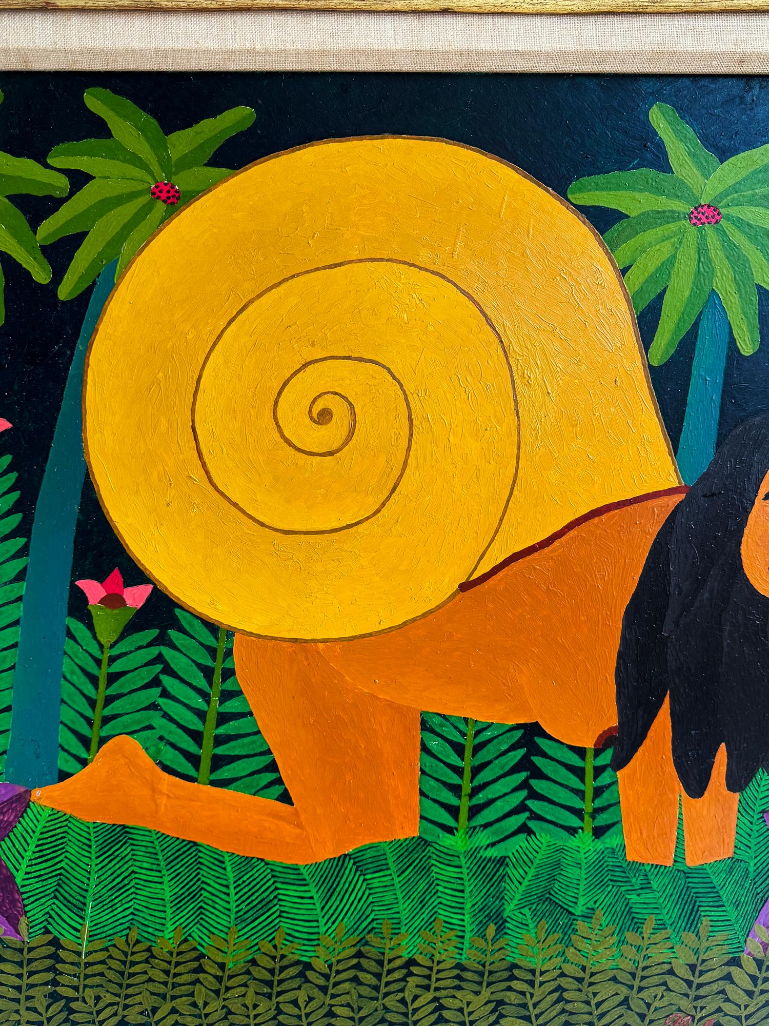 Snail Woman Jungle Fantasy  - Haitian Master like Henri Rousseau - Painting by Salnave Philippe-Auguste