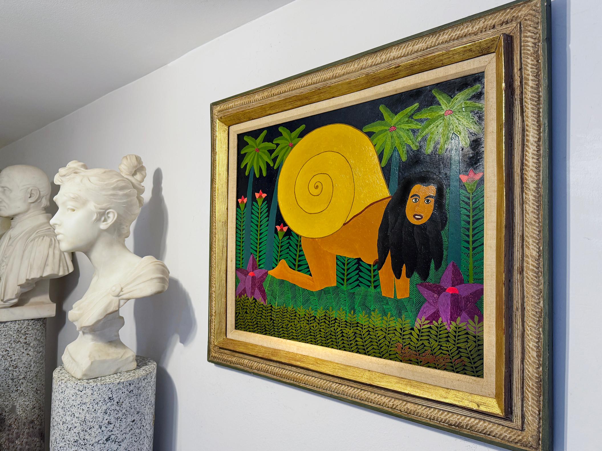 Snail Woman Jungle Fantasy  - Haitian Master like Henri Rousseau For Sale 2