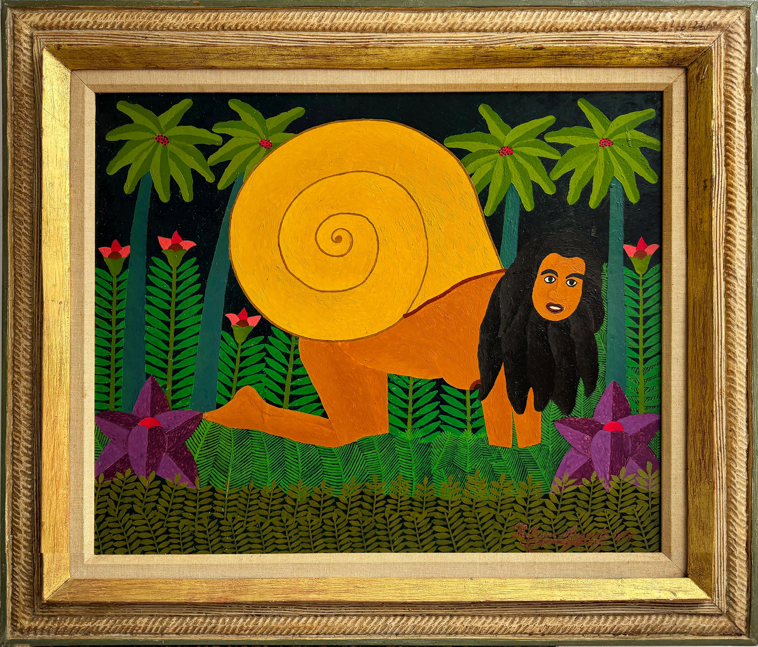Snail Woman Jungle Fantasy  - Haitian Master like Henri Rousseau