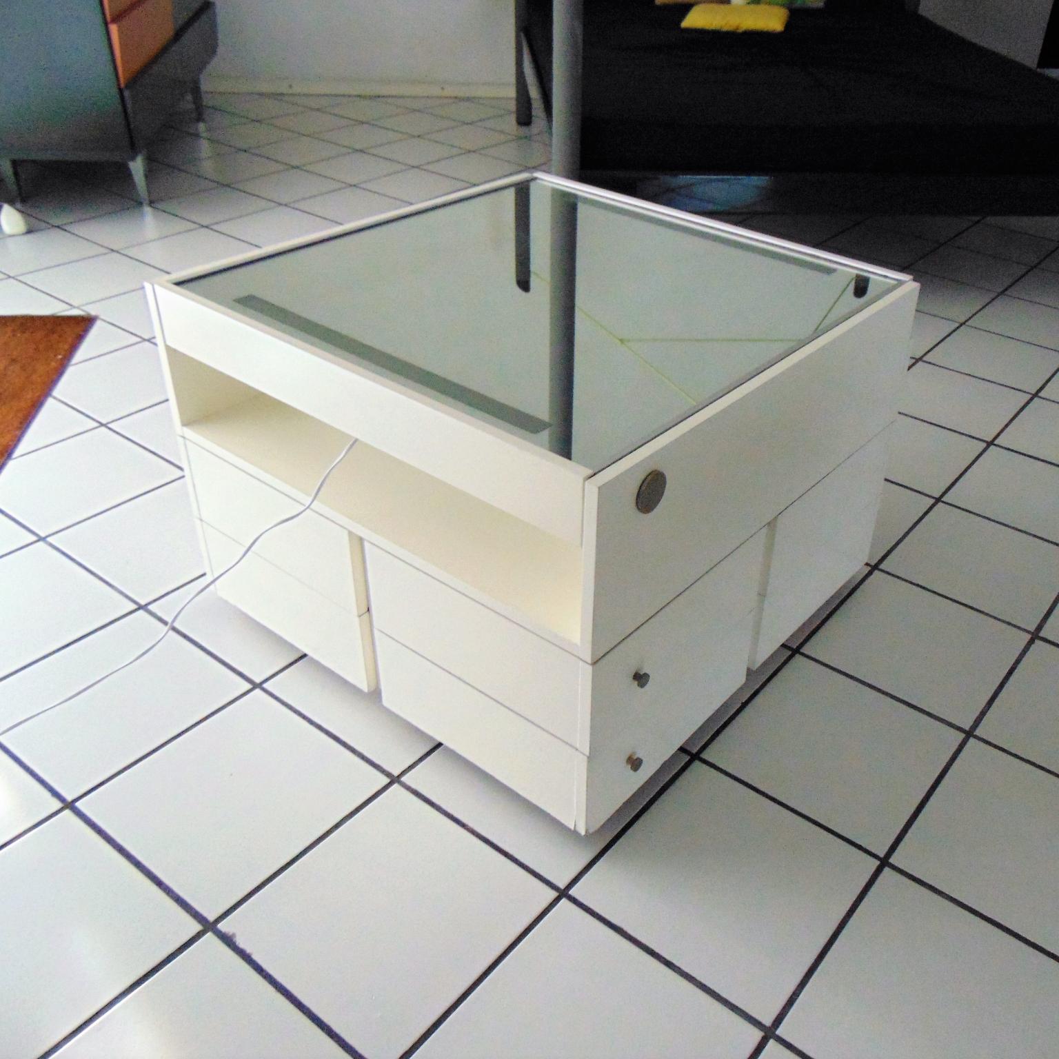 Mid-Century Modern 1967 Salocchi White Mirrored Vanity with Light and Tilting Top Sormani, Italy For Sale