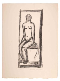 Nude der Frau – Originallithographie von Salom Vnard – Mitte des 20. Jahrhunderts
