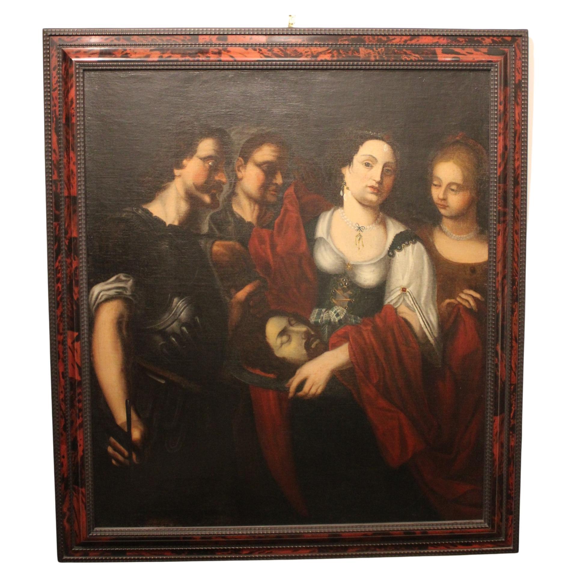 Salome Receiving the Head of Saint John the Baptist, 17th Century Painting For Sale