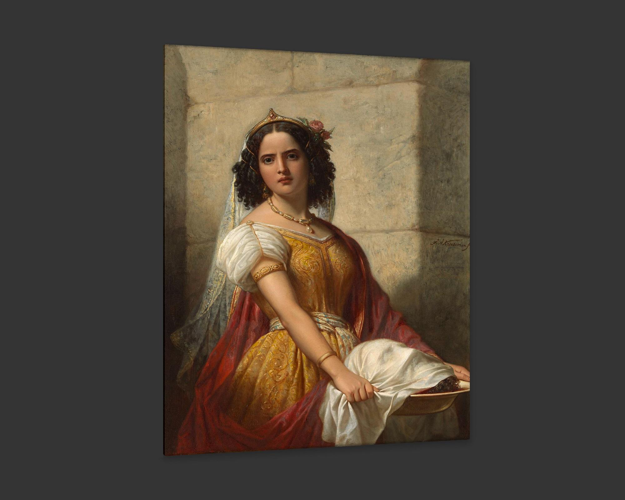 Dutch Salome with the Head of John the Baptist, after Baroque Revival Oil Painting For Sale