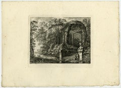 Classical ruine with a sphinx by Salomon Gessner - Etching - 18th Century