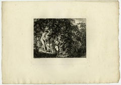 Landscape with bathing women by Salomon Gessner - Etching - 18th Century
