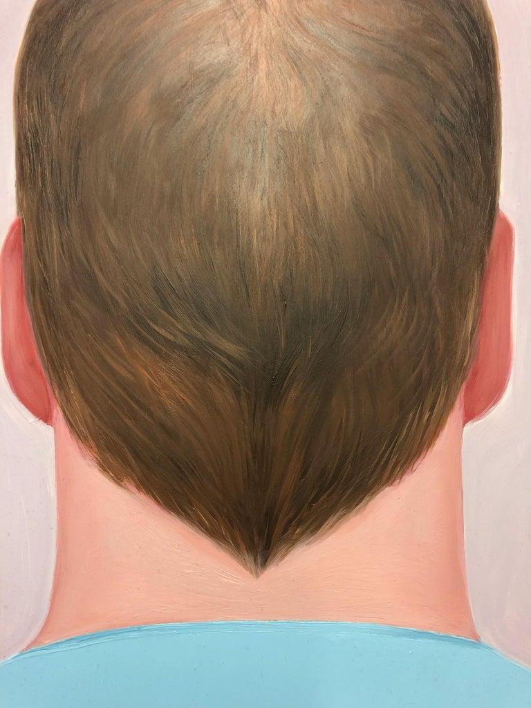 Grande peinture, Salomon Huerta, Homme, Figuratif, Rose, Bleu, Pantalon - Contemporain Painting par Salomón Huerta
