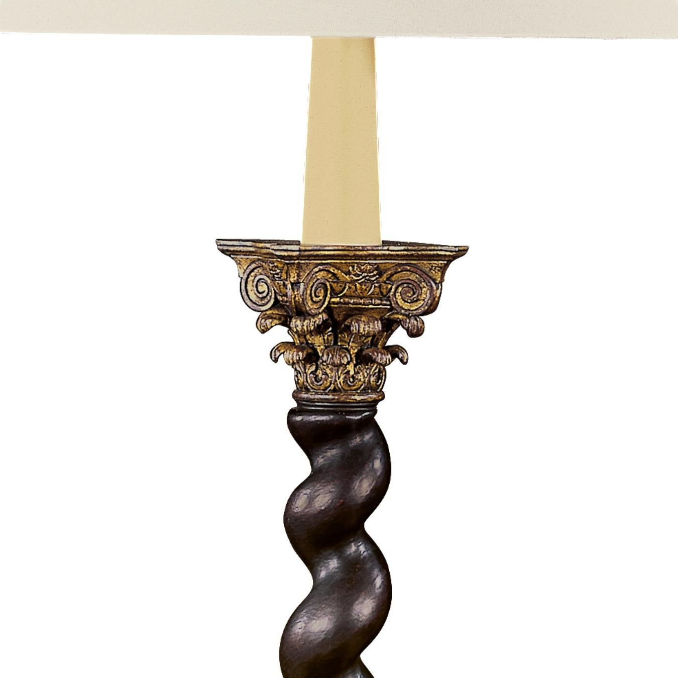 Mexicain Lampe Salomonic Twist inspire par des colonnes avec tige torsade et chapiteau corinthien en vente