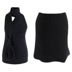 Salon 02 Black Wool Knitted Top & Skirt