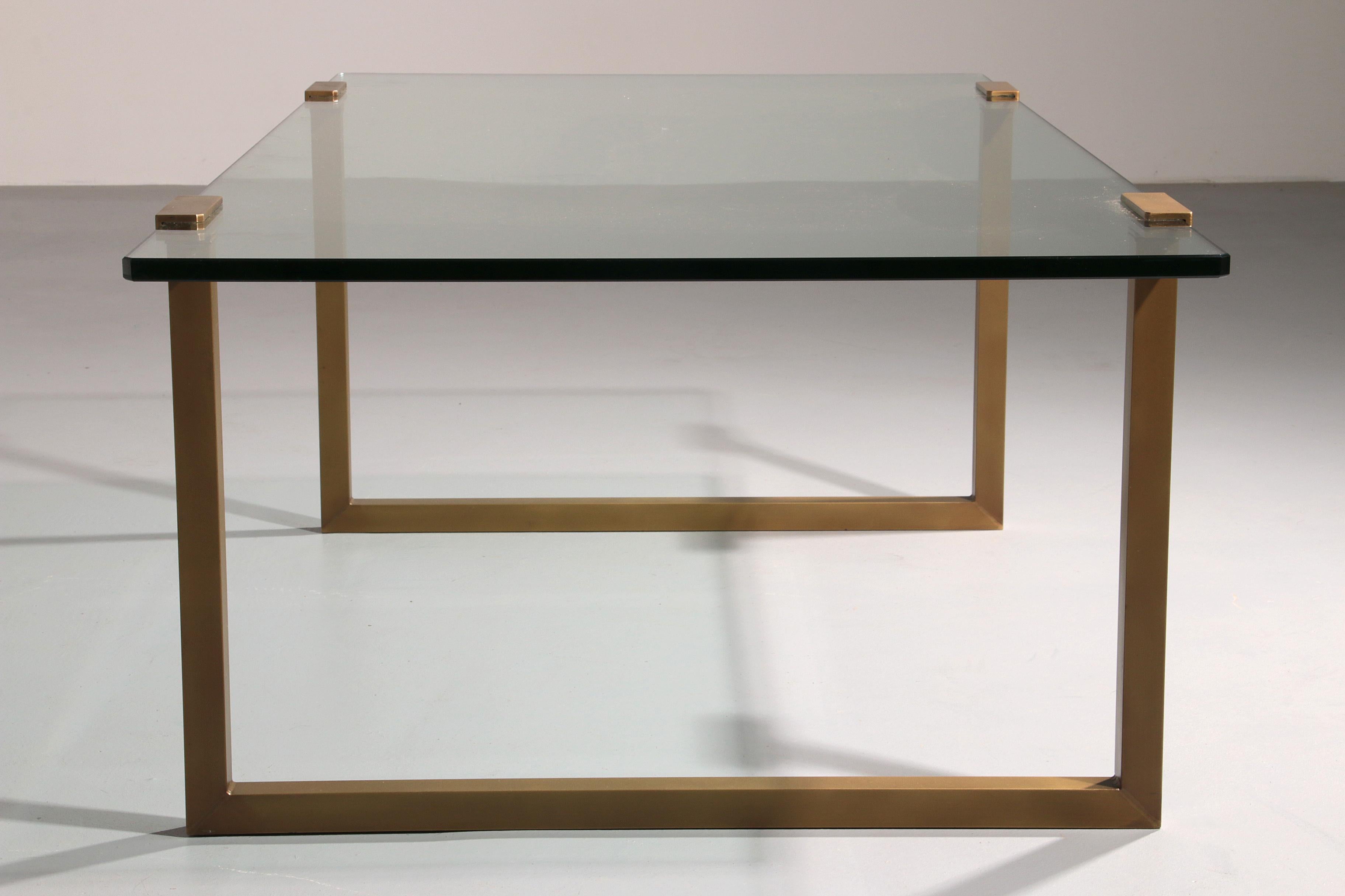 Salon Table Glass and Brass by Peter Ghyczy Model T54 1970 For Sale 2