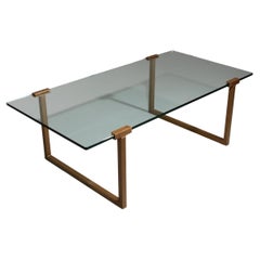Vintage Salon Table Glass and Brass by Peter Ghyczy Model T54 1970