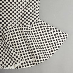 SALONI cream black polka dot bias ruffle kick hem midi skirt US12 XL
