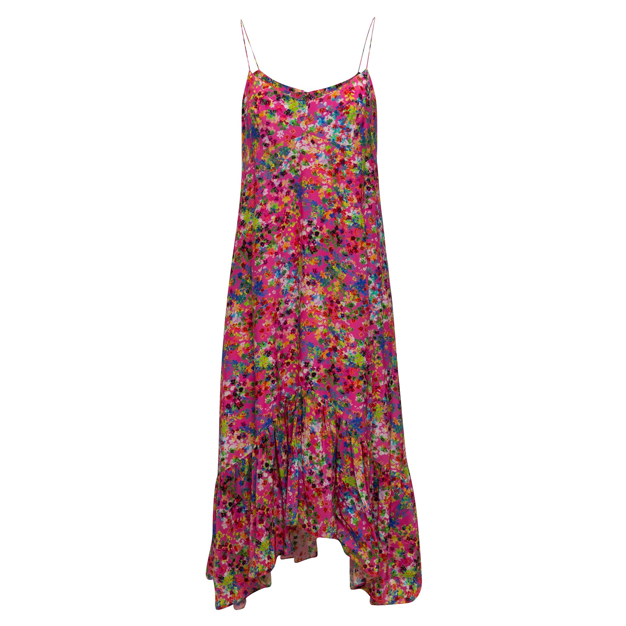 Saloni Fuchsia & Multicolor Silk Maxi Dress
