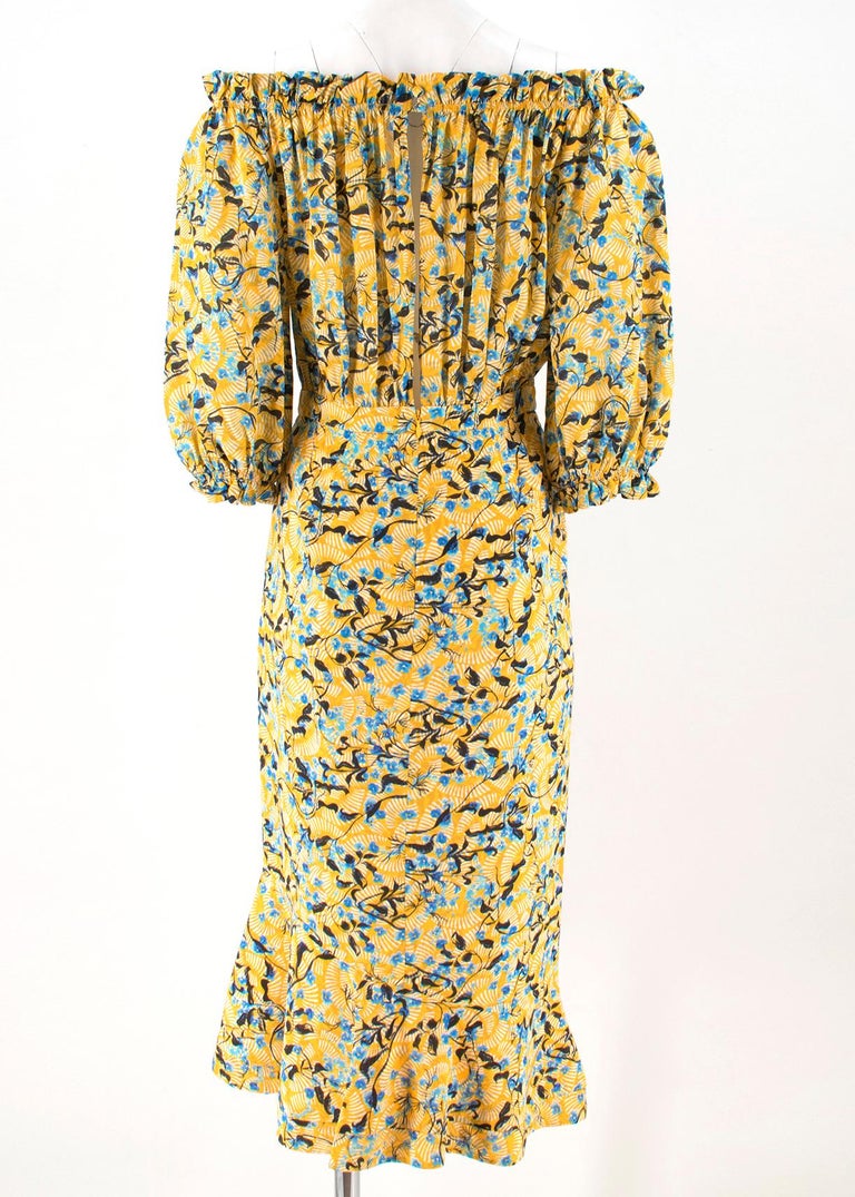 Saloni Grace Floral Silk Midi Dress UK 10 at 1stDibs