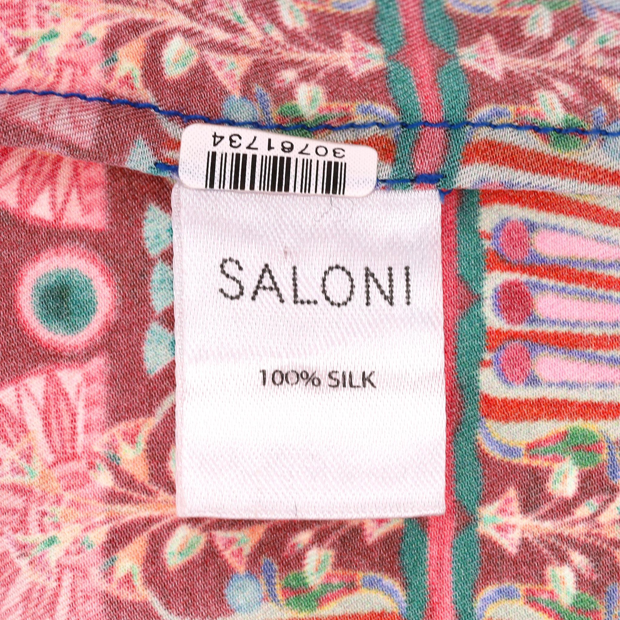 Saloni - Robe en soie plissée imprimée Lotus en vente 2