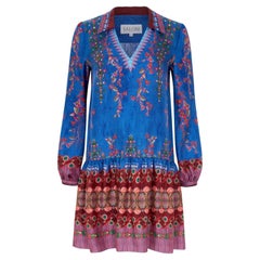 Saloni - Robe en soie plissée imprimée Lotus