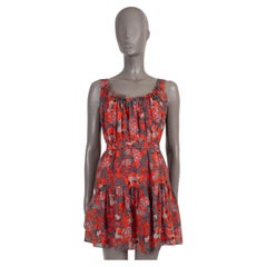 SALONI red silk ROBYN BEADED JUNGLE PRINT MINI Dress 10 S