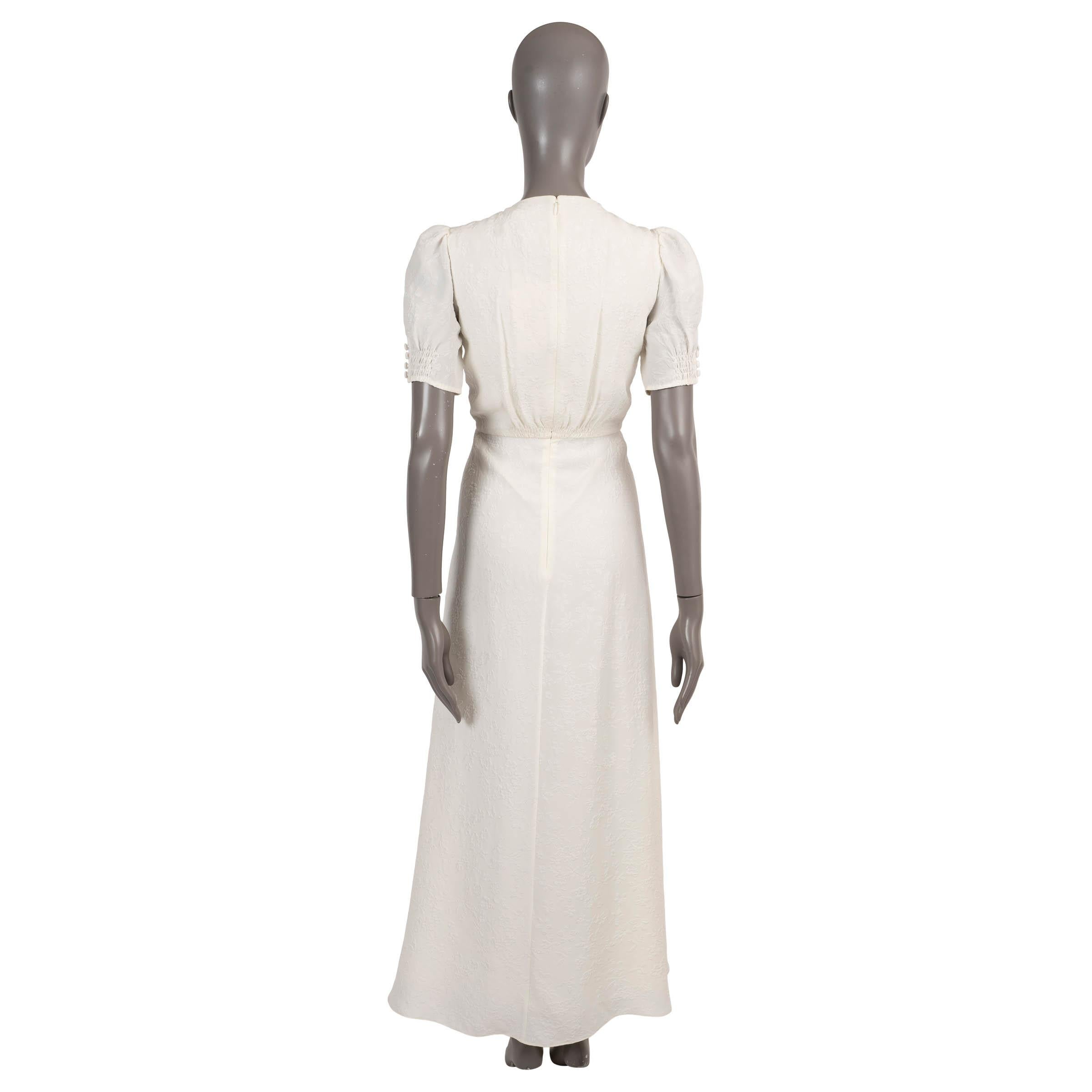 Beige SALONI VENYX cream silk LEA FLORAL JACQUARD MIDI Dress 4 XXS For Sale