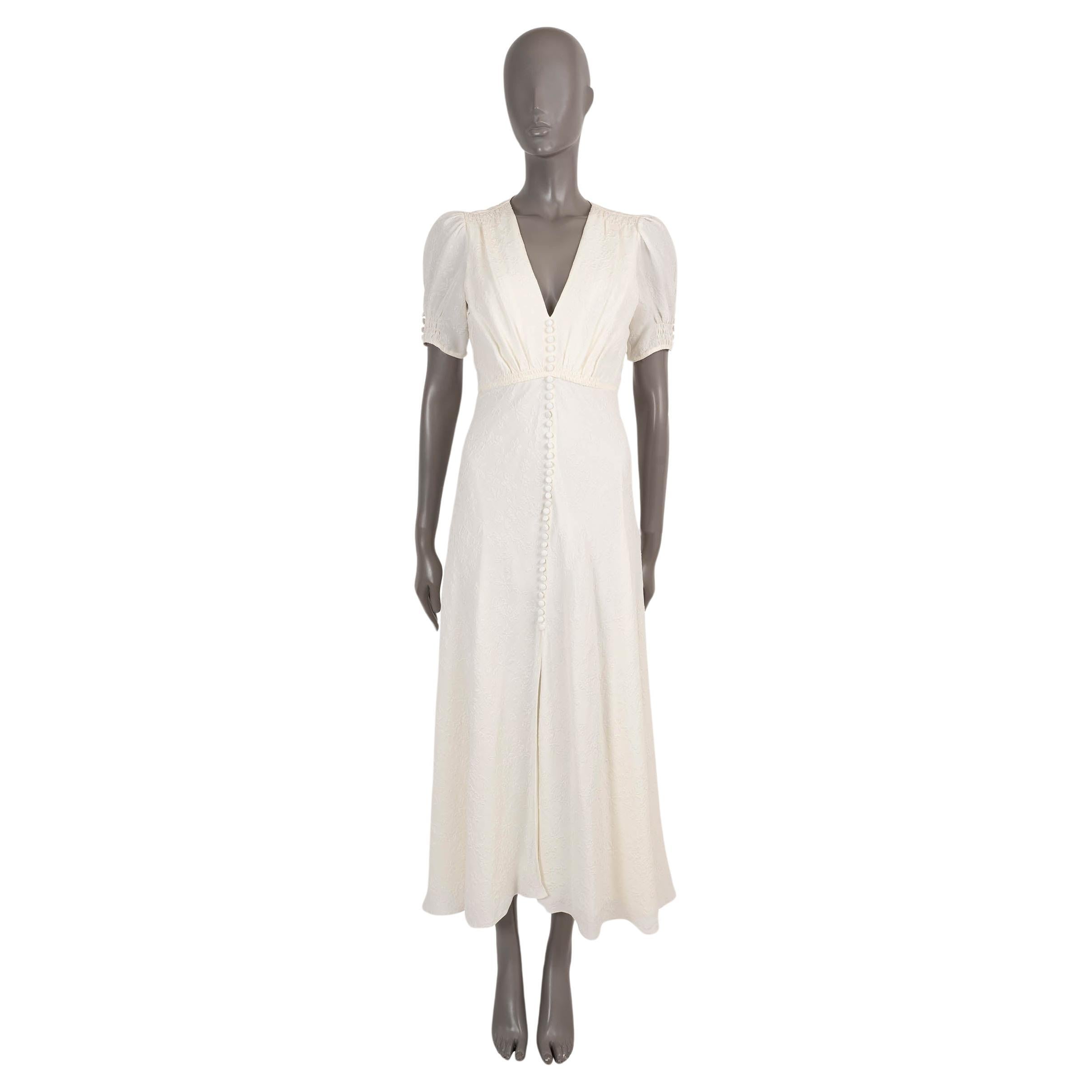 SALONI VENYX cream silk LEA FLORAL JACQUARD MIDI Dress 4 XXS For Sale