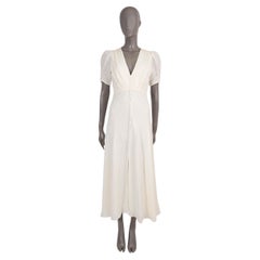 SALONI VENYX cream silk LEA FLORAL JACQUARD MIDI Dress 4 XXS