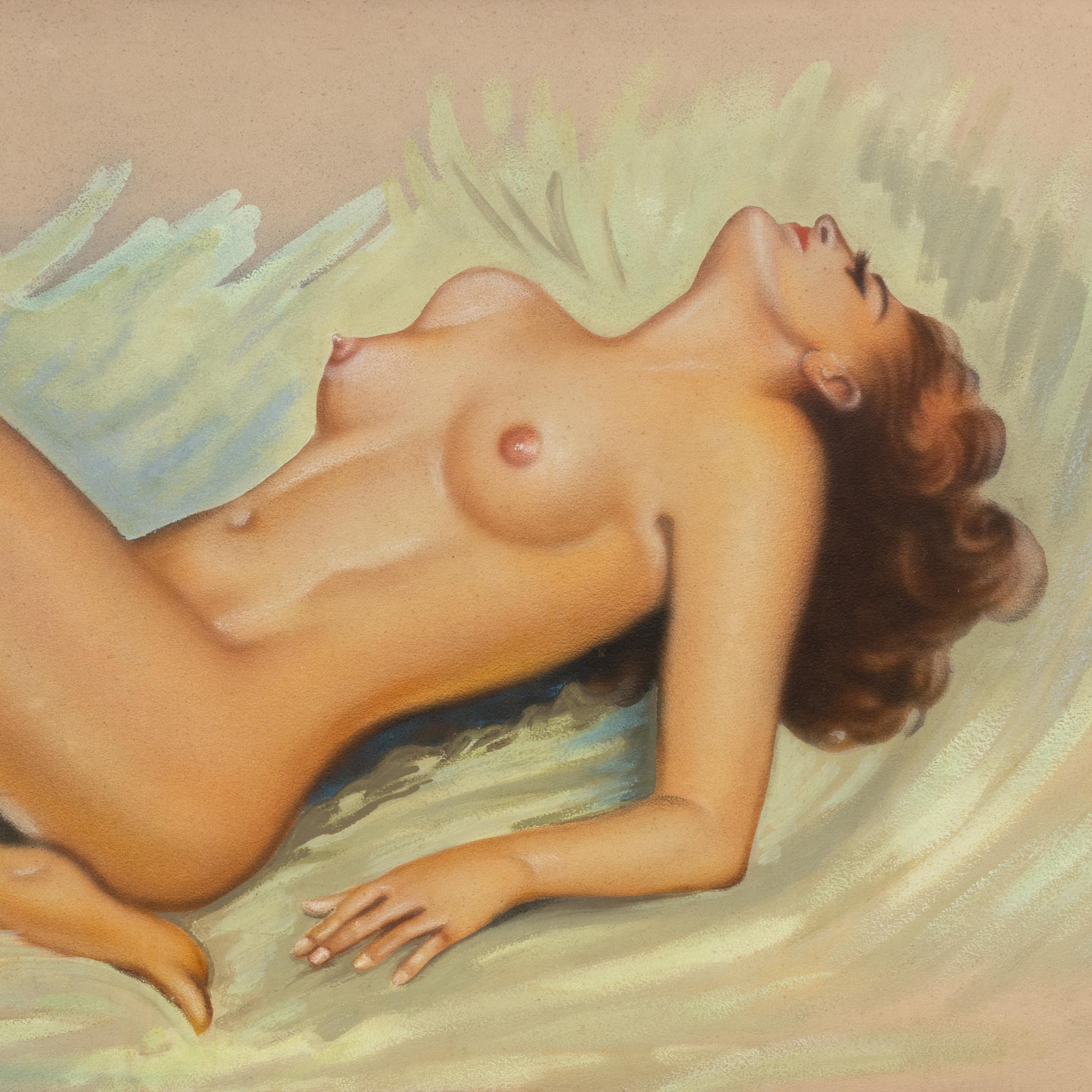 Saloon Akt Originalgemälde von Lou Bowlds (20. Jahrhundert) im Angebot