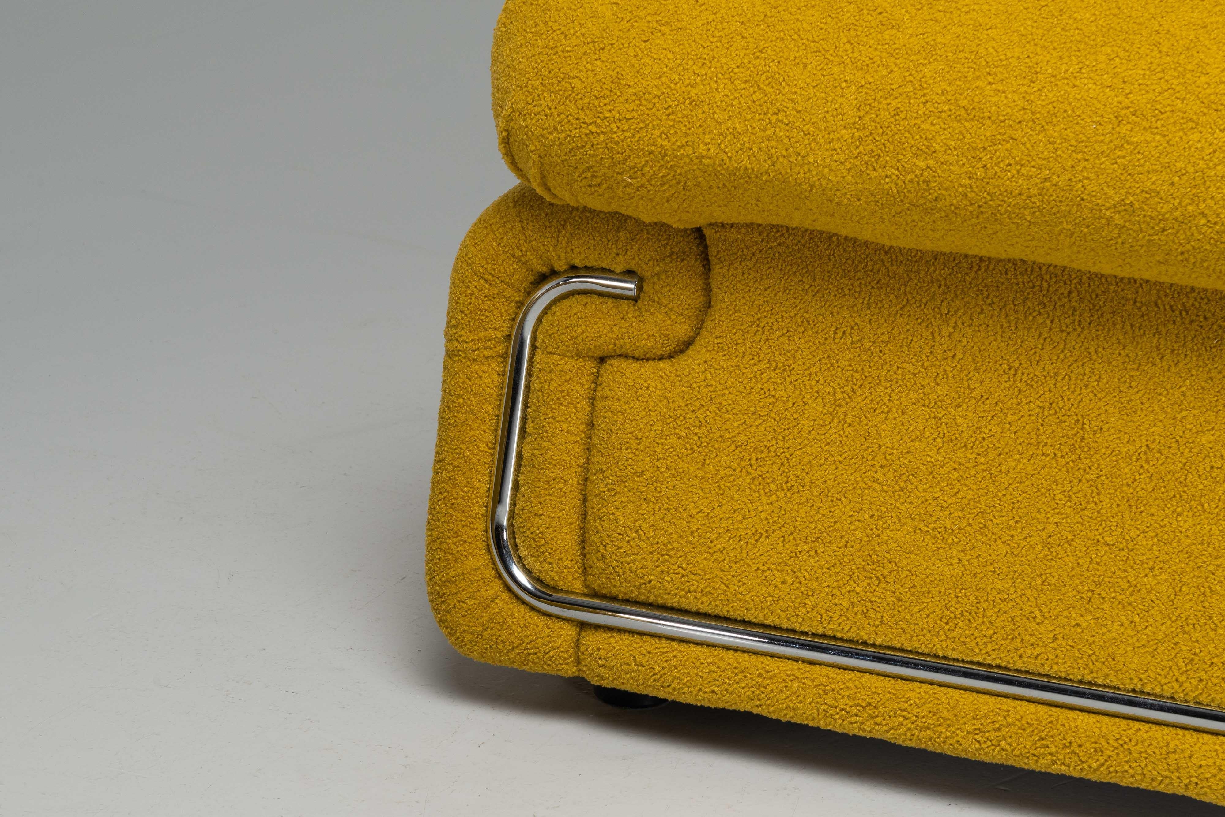 Salotti B&T Lounge-Sessel aus gelbem Bouclé Italien 1970er im Angebot 4