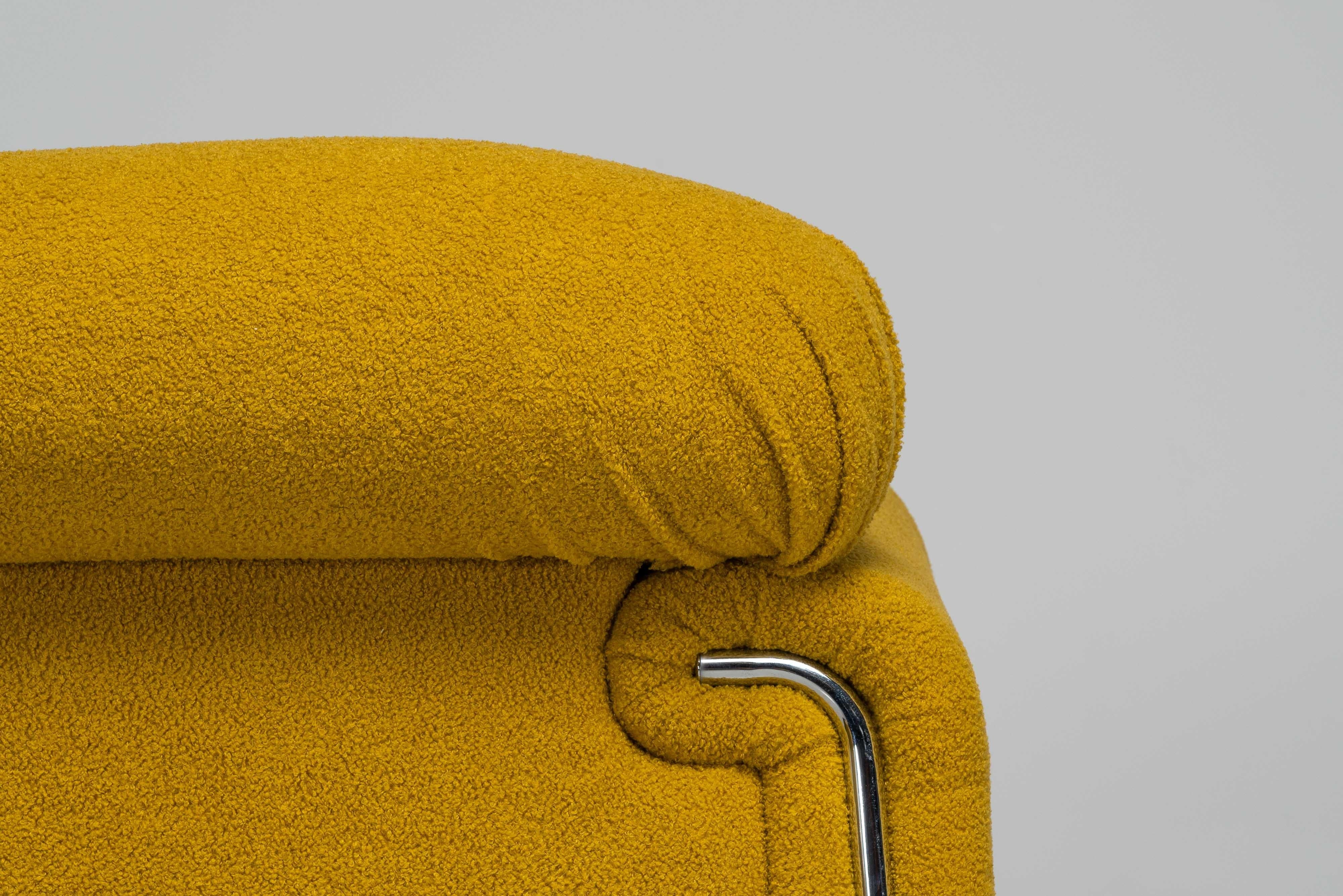 Salotti B&T Lounge-Sessel aus gelbem Bouclé Italien 1970er im Angebot 5