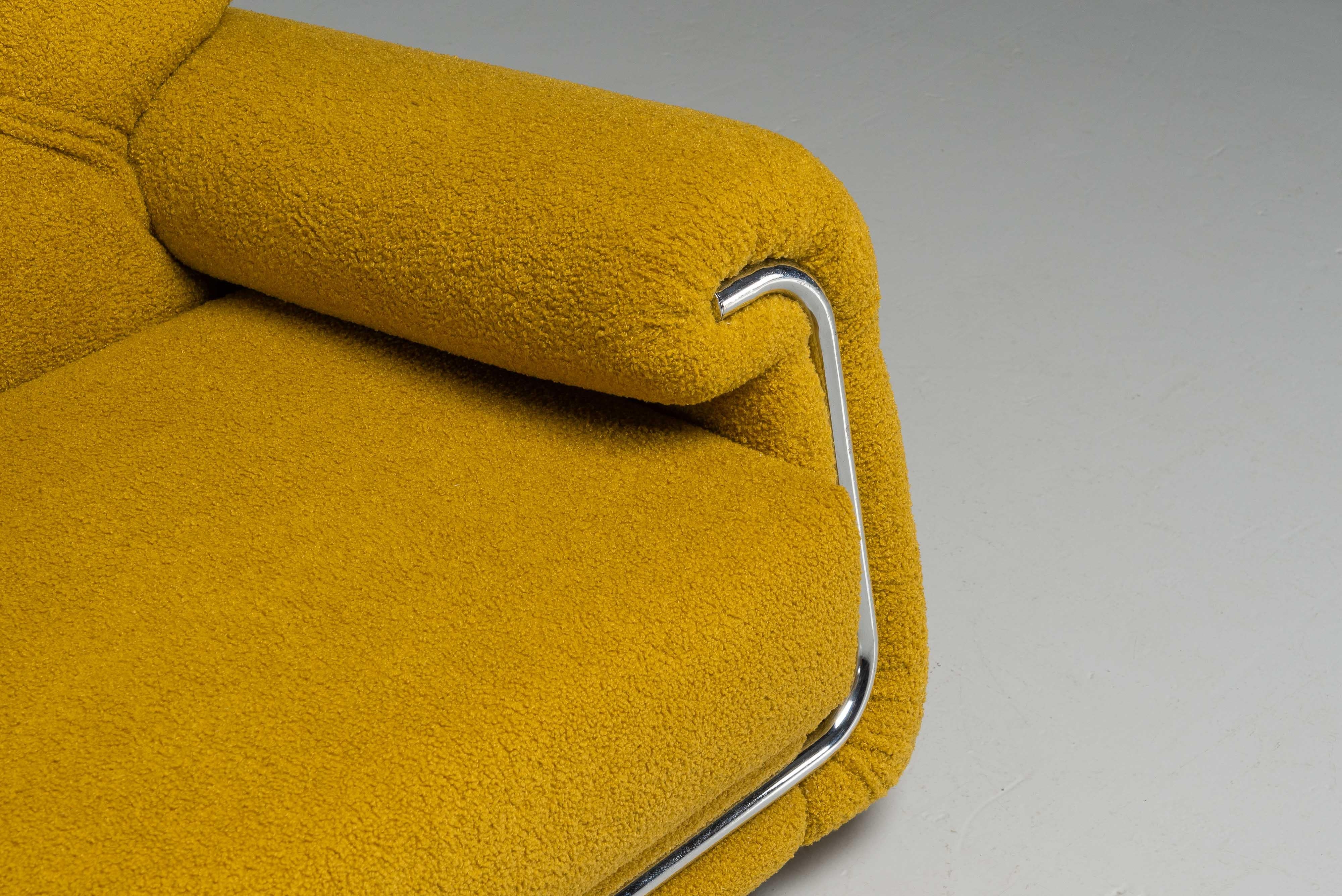 Salotti B&T Lounge-Sessel aus gelbem Bouclé Italien 1970er im Angebot 7