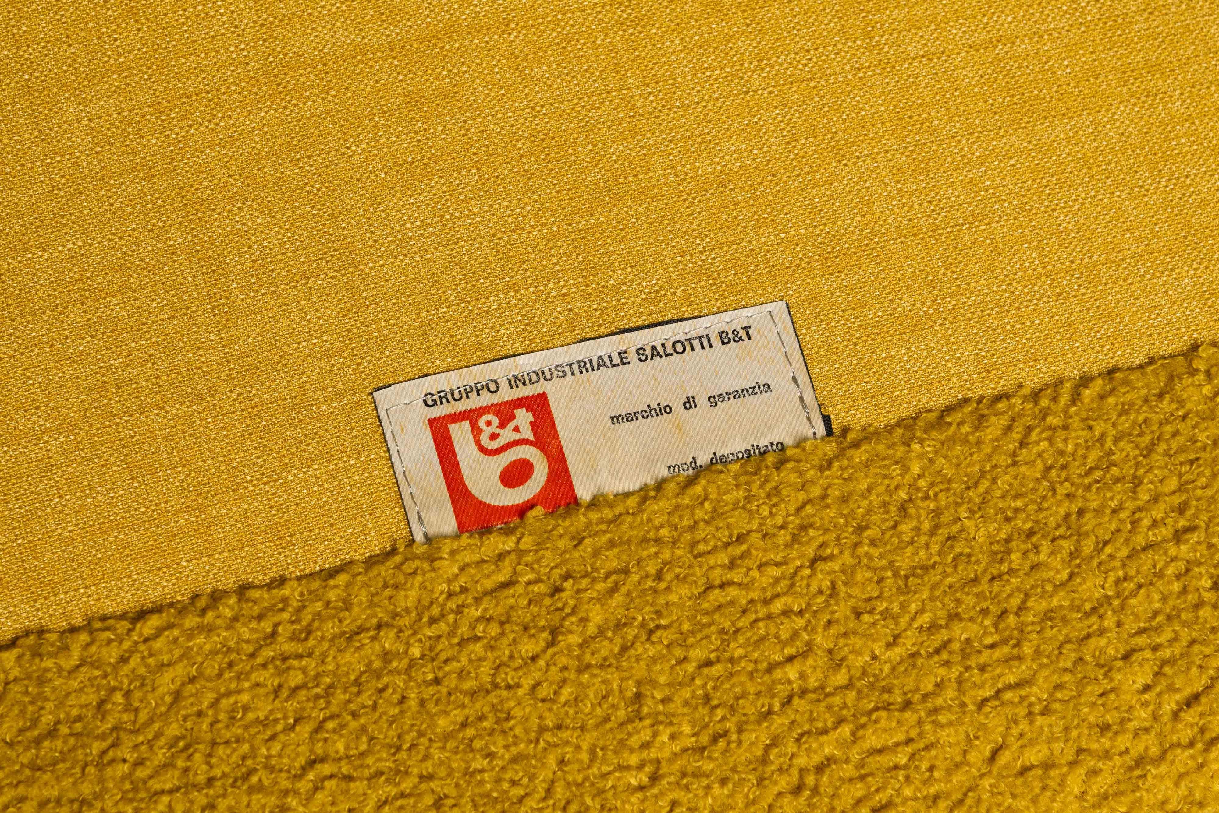 Salotti B&T Lounge-Sessel aus gelbem Bouclé Italien 1970er im Angebot 10