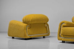 Salotti B&T lounge chairs in yellow Bouclé Italy 1970s