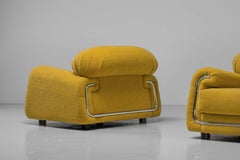 Salotti B&T lounge chairs in yellow Bouclé Italy 1970s