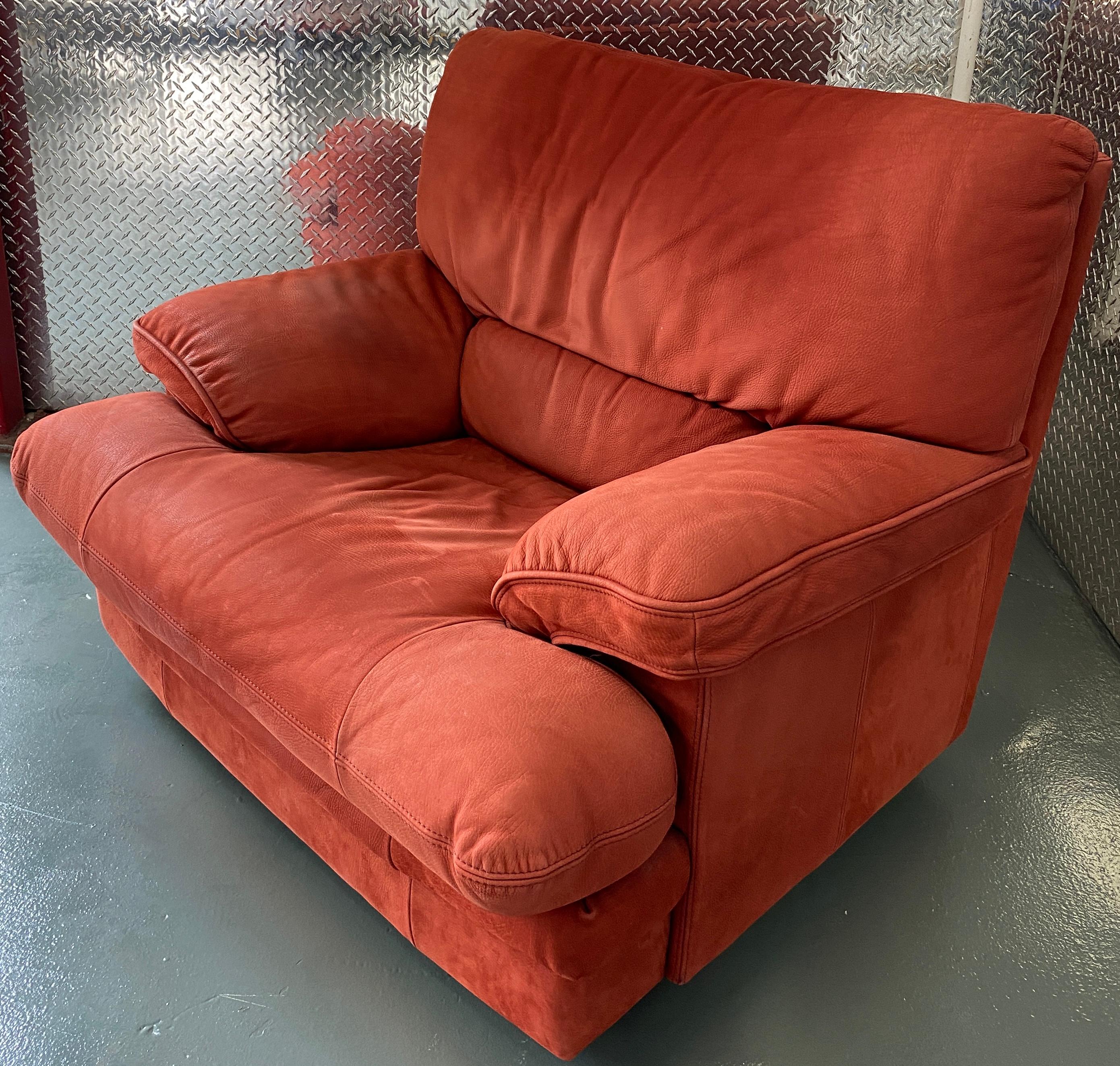 Salotti Italian Leather 2 Seater Sofa and Lounge Chair Set 4