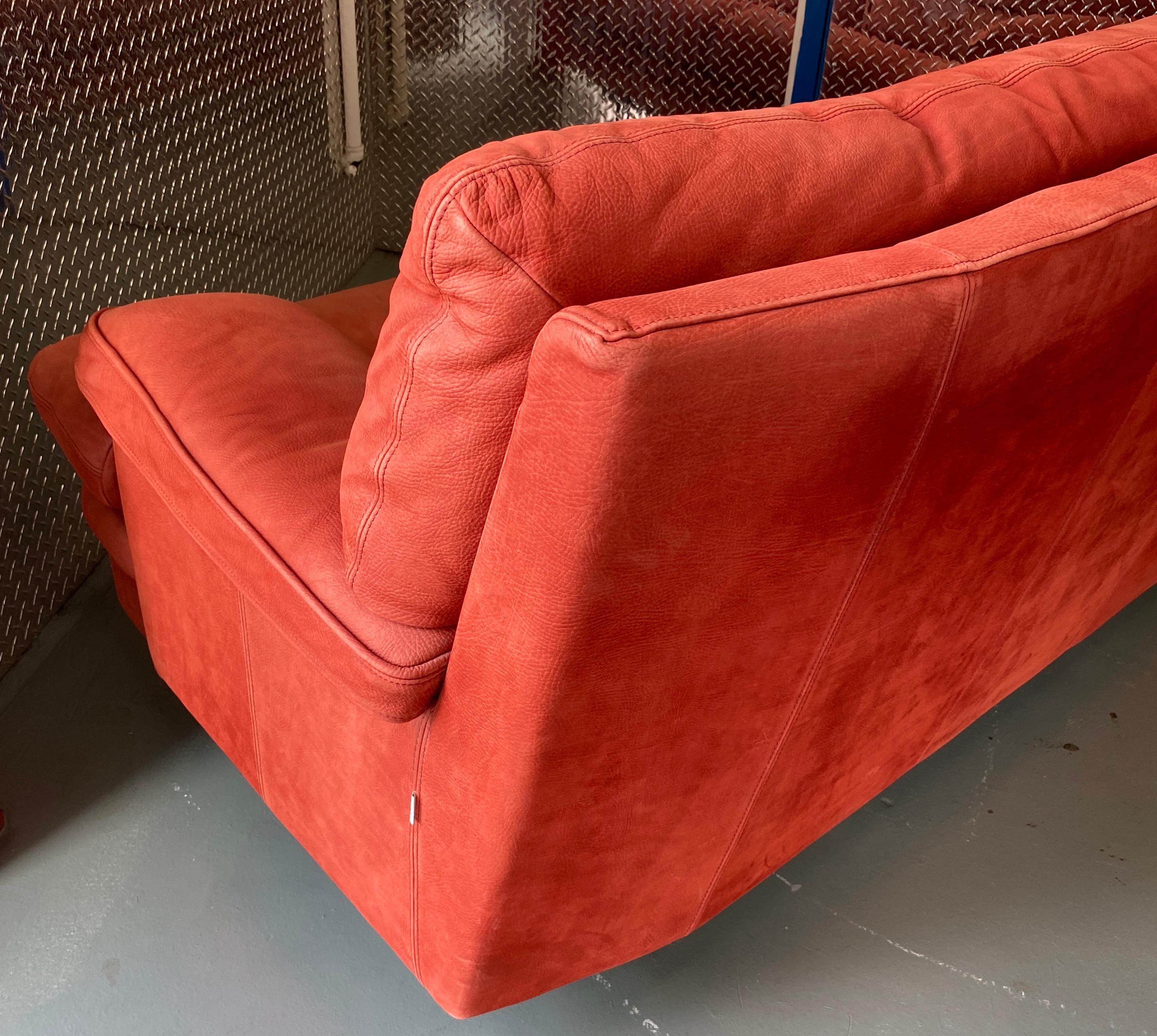 Suede Salotti Italian Leather 2 Seater Sofa and Lounge Chair Set