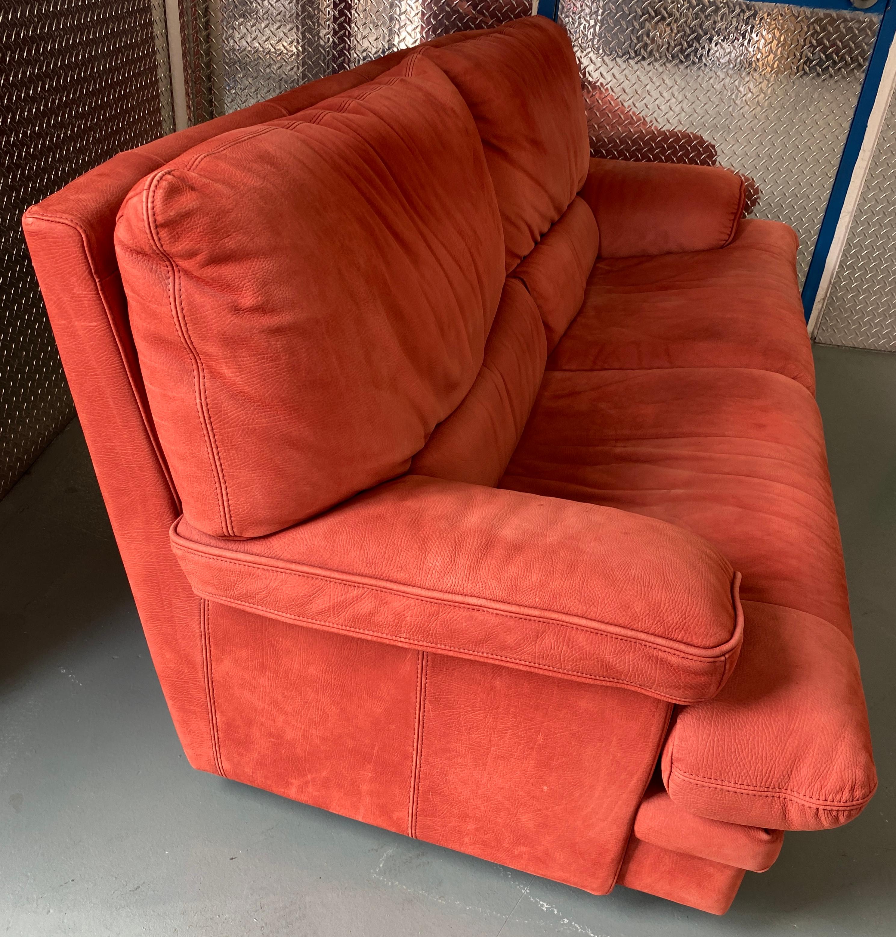 Salotti Italian Leather 2 Seater Sofa and Lounge Chair Set 2