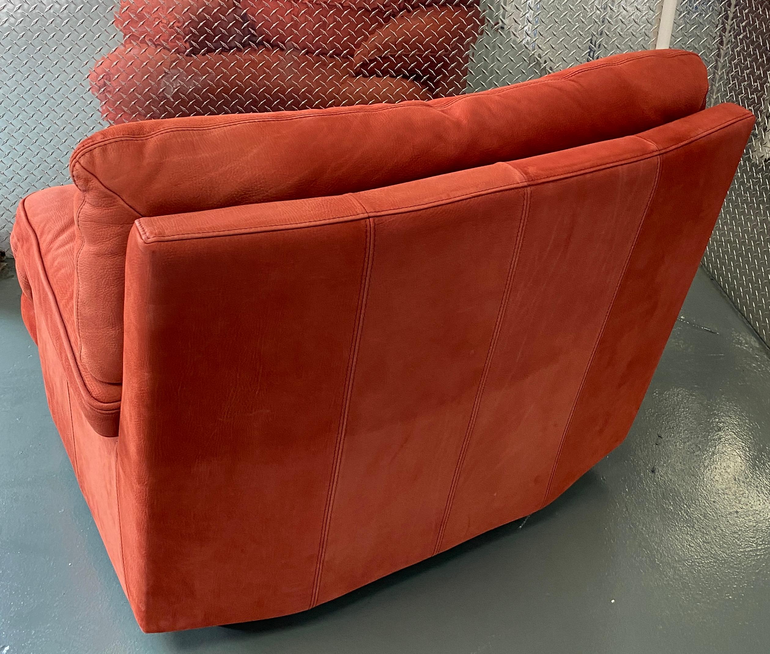 Salotti Italian Leather 2 Seater Sofa and Lounge Chair Set 3