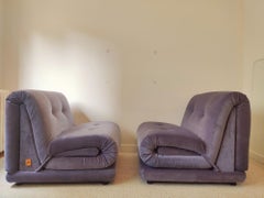 Fauteuils Salotti PD - velours de mohair violet  Italie 70 ans
