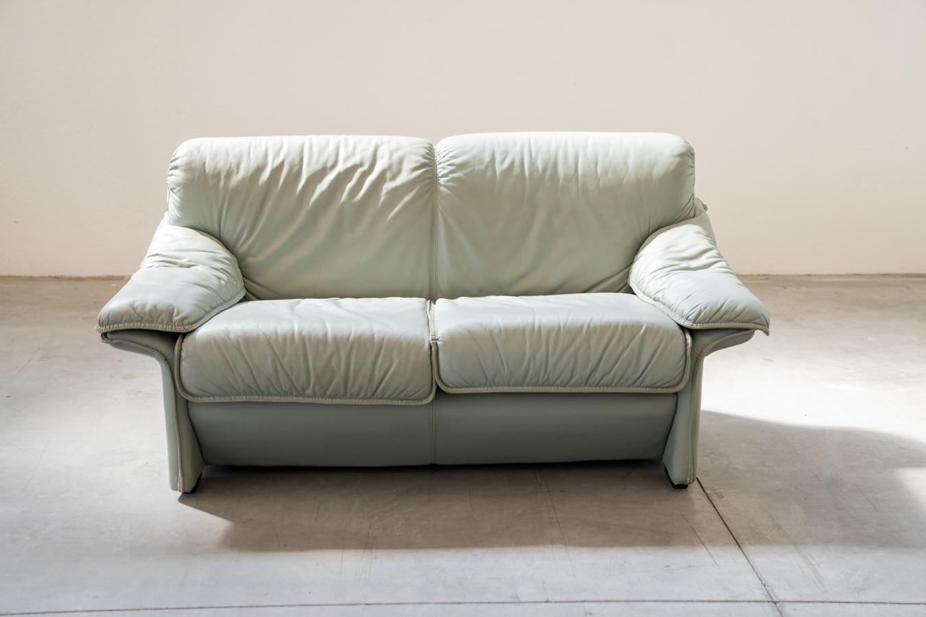 FD SALOTTI light blue faux leather complete living room For Sale 6