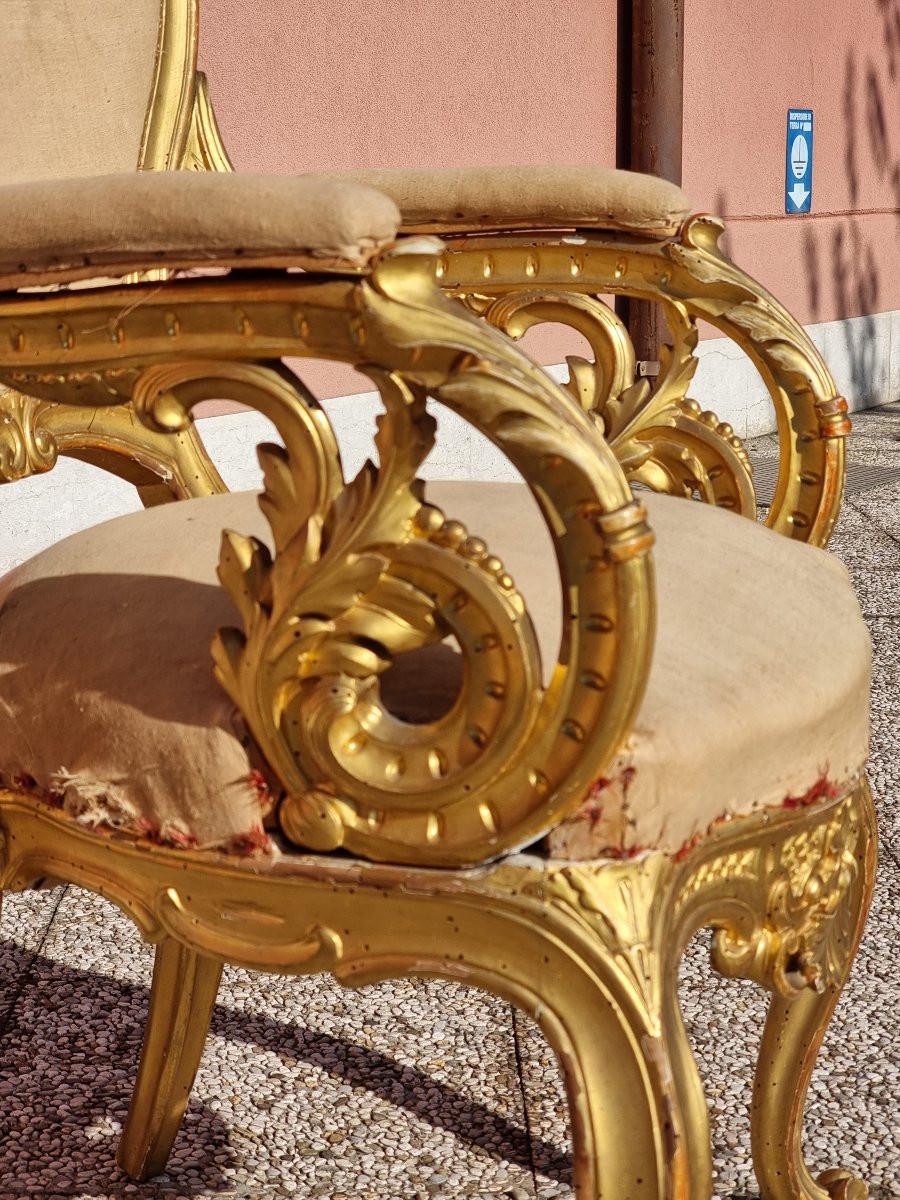 Lana Salotto nobiliare intagliato e dorato, stile Carlo X – XIX secolo. in vendita