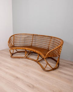 Vintage 1950s bamboo living room designed by Tito Agnoli for Bonacina