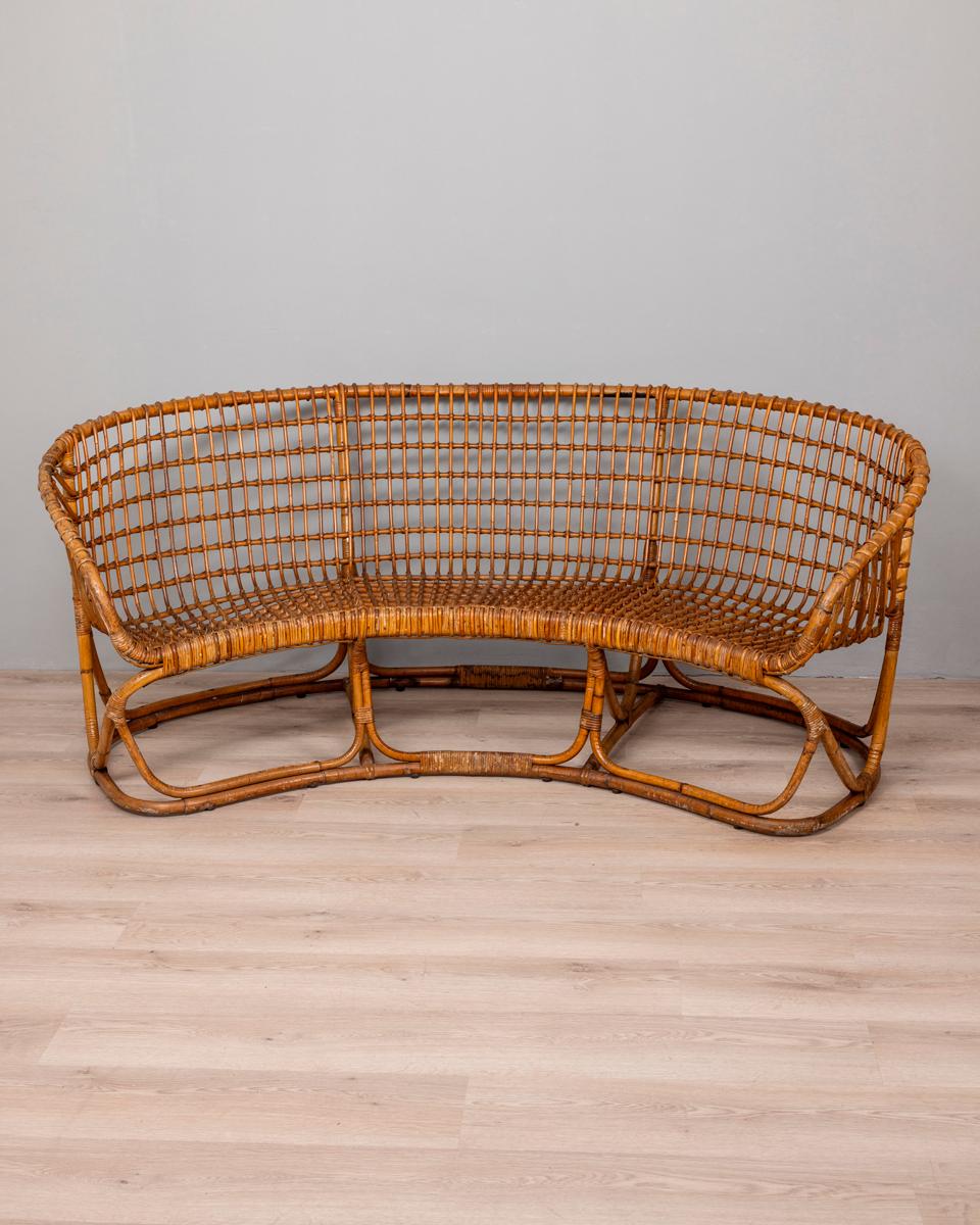 Mid-Century Modern Salon vintage en bambou des années 1950 conçu par Tito Agnoli pour Bonacina en vente