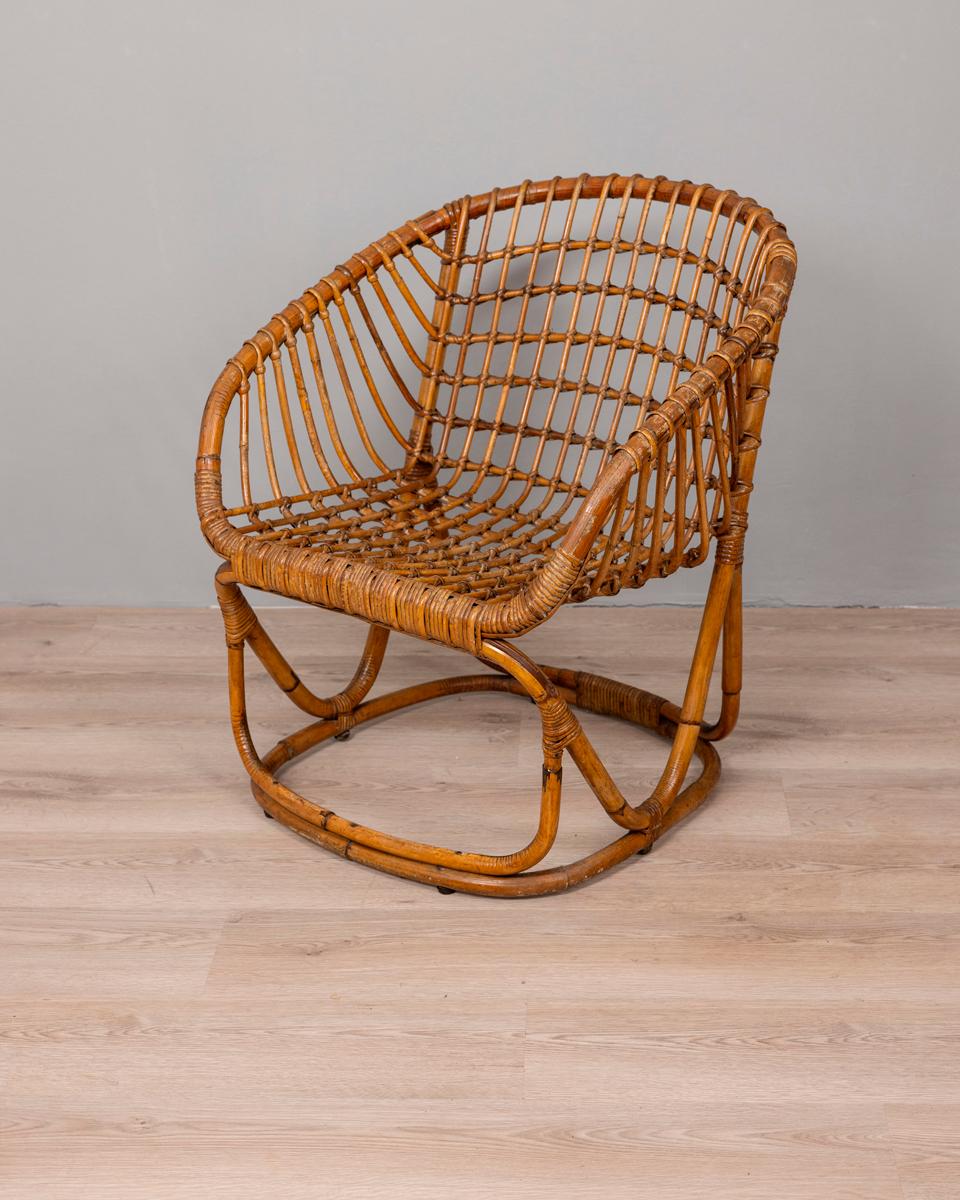 Salon vintage en bambou des années 1950 conçu par Tito Agnoli pour Bonacina Bon état - En vente à None, IT