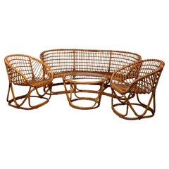 Salotto vintage anni 50 in bamboo design Tito Agnoli per Bonacina