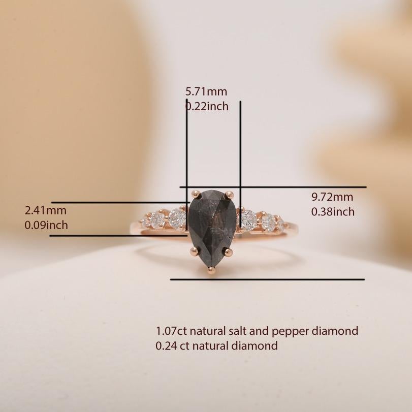 Modern Salt And Pepper 1.31ct Diamond Ring For Sale