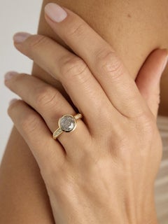 Salt-and-Pepper Diamond Art Deco Bezel Yellow Gold Engagement Ring, 2.64 Carat