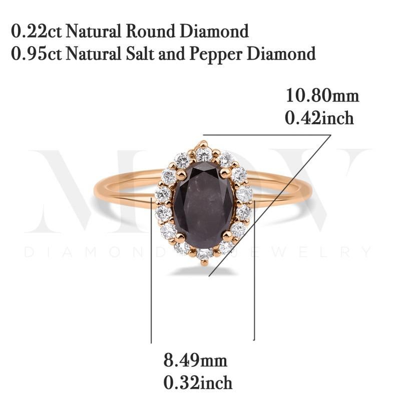 Salt And Pepper Diamond Halo 1.17ct Ring In New Condition For Sale In Fatih, 34