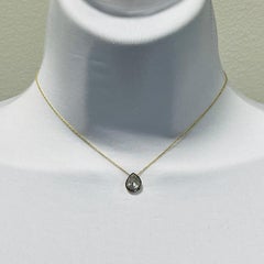Salt and Pepper Diamond Rose Cut Bezel Pendant Necklace in Rhodium & 18K Gold