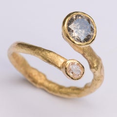 Salt and Pepper Grey and Pink Diamond Twist Ring Handmade by Disa Allsopp