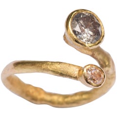 Salt and Pepper Grey and Pink Diamond Twist Ring Handmade by Disa Allsopp